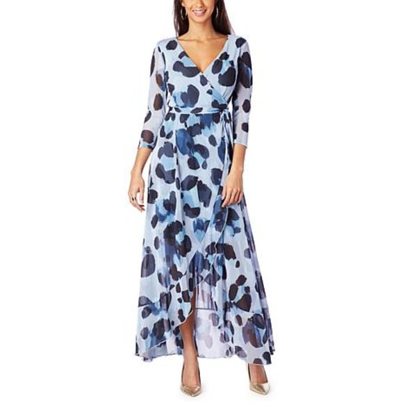 G by Giuliana Dresses & Skirts - G by Giuliana Blue Animal Print Tulip-Hem Mesh Knit Maxi Dress